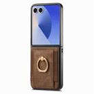 For Samsung Galaxy Z Flip7 5G Retro Skin-feel Ring Card Bag Phone Case(Brown) - 2