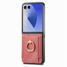 For Samsung Galaxy Z Flip7 5G Retro Skin-feel Ring Card Bag Phone Case(Pink) - 2