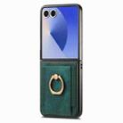 For Samsung Galaxy Z Flip7 5G Retro Skin-feel Ring Card Bag Phone Case(Green) - 2