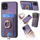 For OPPO A15 Retro Splitable Magnetic Card Bag Leather Phone Case(Purple) - 1
