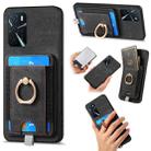 For OPPO A16 Retro Splitable Magnetic Card Bag Leather Phone Case(Black) - 1