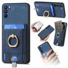 For OPPO Reno6 5G Retro Splitable Magnetic Card Bag Leather Phone Case(Blue) - 1