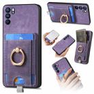 For OPPO Reno6 5G Retro Splitable Magnetic Card Bag Leather Phone Case(Purple) - 1