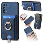 For OPPO Reno6 Pro 5G Retro Splitable Magnetic Card Bag Leather Phone Case(Blue) - 1