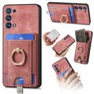 For OPPO Reno6 Pro 5G Retro Splitable Magnetic Card Bag Leather Phone Case(Pink) - 1