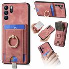 For OPPO Reno6 Z Retro Splitable Magnetic Card Bag Leather Phone Case(Pink) - 1