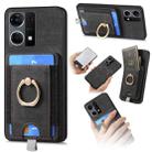 For OPPO Reno7 4G Retro Splitable Magnetic Card Bag Leather Phone Case(Black) - 1