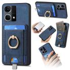 For OPPO Reno7 4G Retro Splitable Magnetic Card Bag Leather Phone Case(Blue) - 1