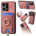 For OPPO Reno7 4G Retro Splitable Magnetic Card Bag Leather Phone Case(Pink) - 1