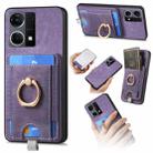 For OPPO Reno7 4G Retro Splitable Magnetic Card Bag Leather Phone Case(Purple) - 1