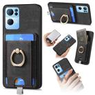 For OPPO Reno7 Pro 5G Retro Splitable Magnetic Card Bag Leather Phone Case(Black) - 1