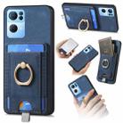 For OPPO Reno7 Pro 5G Retro Splitable Magnetic Card Bag Leather Phone Case(Blue) - 1