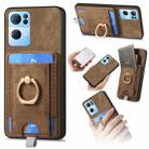For OPPO Reno7 Pro 5G Retro Splitable Magnetic Card Bag Leather Phone Case(Brown) - 1