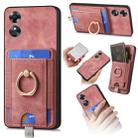 For OPPO A17 Retro Splitable Magnetic Card Bag Leather Phone Case(Pink) - 1