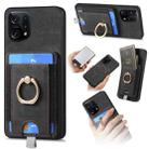 For OPPO Find X5 Retro Splitable Magnetic Card Bag Leather Phone Case(Black) - 1