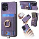 For OPPO Find X5 Pro Retro Splitable Magnetic Card Bag Leather Phone Case(Purple) - 1