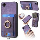 For OPPO A17K Retro Splitable Magnetic Card Bag Leather Phone Case(Purple) - 1