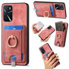 For OPPO Reno9 5G Retro Splitable Magnetic Card Bag Leather Phone Case(Pink) - 1