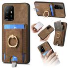 For OPPO F19 Pro+ Retro Splitable Magnetic Card Bag Leather Phone Case(Brown) - 1