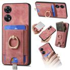 For OPPO Reno8 T 4G Retro Splitable Magnetic Card Bag Leather Phone Case(Pink) - 1