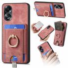 For OPPO A58 5G / A78 5G Retro Splitable Magnetic Card Bag Leather Phone Case(Pink) - 1