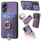 For OPPO A58 4G Retro Splitable Magnetic Card Bag Leather Phone Case(Purple) - 1