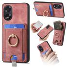 For OPPO A38 4G/A18 4G Retro Splitable Magnetic Card Bag Leather Phone Case(Pink) - 1