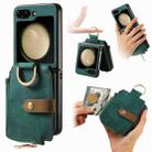 For Samsung Galaxy Z Flip5 5G Retro Skin-feel Ring Zipper Wallet Phone Case(Green) - 1