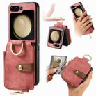 For Samsung Galaxy Z Flip5 5G Retro Skin-feel Ring Zipper Wallet Phone Case(Pink) - 1