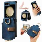 For Samsung Galaxy Z Flip5 5G Retro Skin-feel Ring Zipper Wallet Phone Case(Blue) - 1