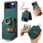 For Samsung Galaxy Z Flip4 Retro Skin-feel Ring Zipper Wallet Phone Case(Green) - 1