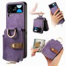 For Samsung Galaxy Z Flip4 Retro Skin-feel Ring Zipper Wallet Phone Case(Purple) - 1