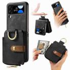 For Samsung Galaxy Z Flip4 Retro Skin-feel Ring Zipper Wallet Phone Case(Black) - 1