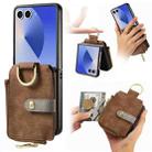 For Samsung Galaxy Z Flip 7 5G Retro Ring Vertical Zipper Wallet Phone Case(Brown) - 1