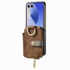 For Samsung Galaxy Z Flip 7 5G Retro Ring Vertical Zipper Wallet Phone Case(Brown) - 2