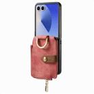 For Samsung Galaxy Z Flip 7 5G Retro Ring Vertical Zipper Wallet Phone Case(Pink) - 2
