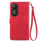 For ZTE Blade A34 Embossed Flower Zipper Leather Phone Case(Red) - 3