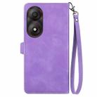 For ZTE Blade A34 Embossed Flower Zipper Leather Phone Case(Purple) - 3