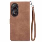 For ZTE Blade A34 Embossed Flower Zipper Leather Phone Case(Brown) - 3