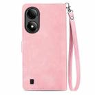 For ZTE Blade A33S Embossed Flower Zipper Leather Phone Case(Pink) - 3