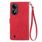 For ZTE Blade A33S Embossed Flower Zipper Leather Phone Case(Red) - 3