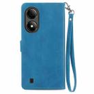 For ZTE Blade A33S Embossed Flower Zipper Leather Phone Case(Blue) - 3