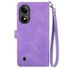 For ZTE Blade A33S Embossed Flower Zipper Leather Phone Case(Purple) - 3