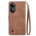 For ZTE Blade A33S Embossed Flower Zipper Leather Phone Case(Brown) - 3