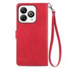 For ZTE Blade A75 4G Embossed Flower Zipper Leather Phone Case(Red) - 3