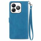 For ZTE Blade A75 4G Embossed Flower Zipper Leather Phone Case(Blue) - 3