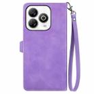 For ZTE Blade A75 4G Embossed Flower Zipper Leather Phone Case(Purple) - 3