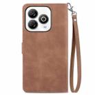 For ZTE Blade A75 4G Embossed Flower Zipper Leather Phone Case(Brown) - 3