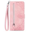 For ZTE Nubia S 5G Embossed Flower Zipper Leather Phone Case(Pink) - 2