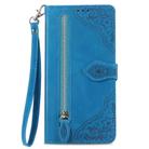 For ZTE Nubia S 5G Embossed Flower Zipper Leather Phone Case(Blue) - 2